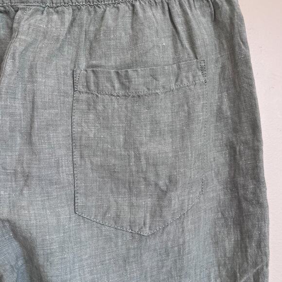 Cynthia Rowley Lagenlook Linen Cropped Pants Size XL Green Wide Leg Boho Minimal - Picture 5 of 6